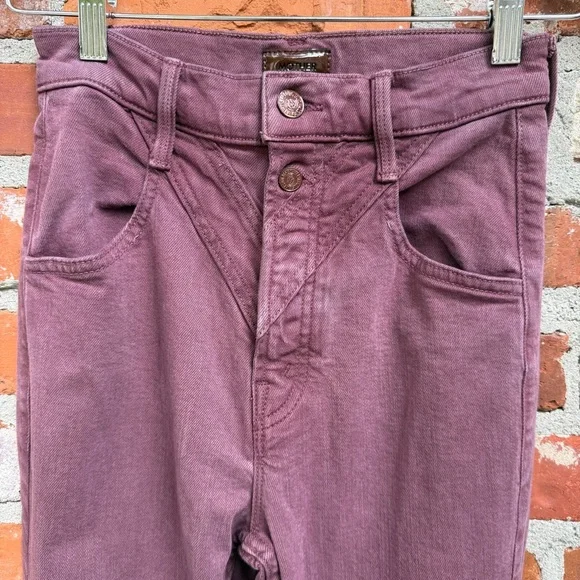 Mother The Rocky Rider Skimp High Rise‎ Skinny Jeans Mauve Wine Size 25 - Picture 3 of 12